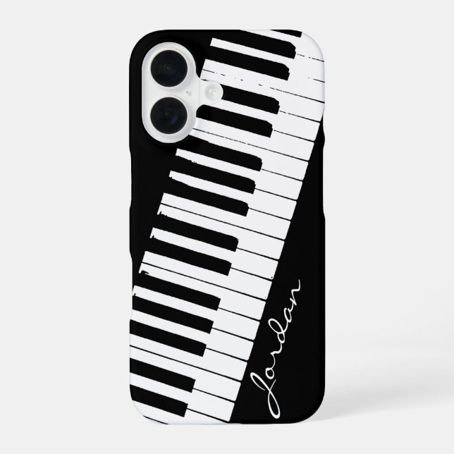 Piano Keys | Angled | Customisable iPhone 16 Case (Back)