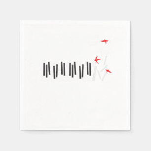 Piano Keys Birds Pianist Musician Music Notes Gift Napkin