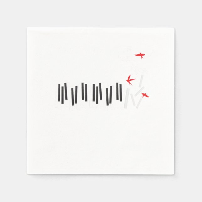 Piano Keys Birds Pianist Musician Music Notes Gift Napkin (Front)
