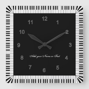 Piano Keys Black and White Funny Square Wall Clock