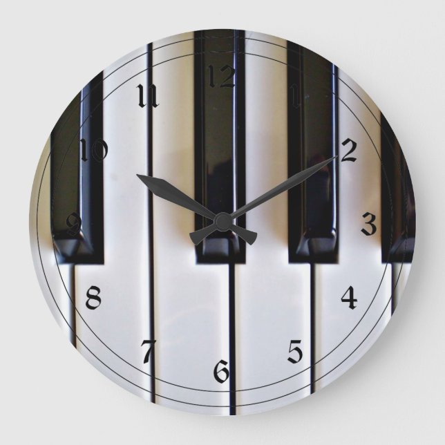 Piano Keys - Black and White Large Clock (Front)