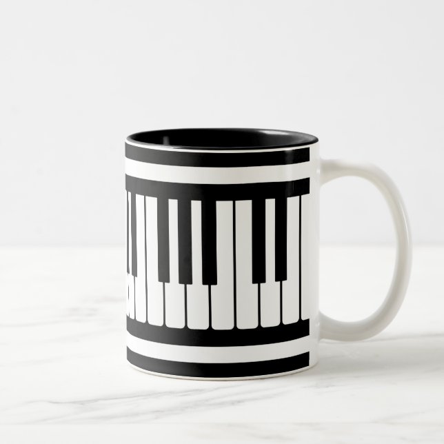 Piano Keys Black And White Pattern Two-Tone Coffee Mug (Right)
