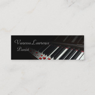 Piano keys black elegant skinny mini business card
