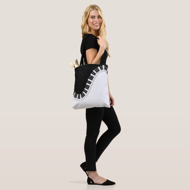 Piano Keys Black & White Design Tote Bag (On Model)