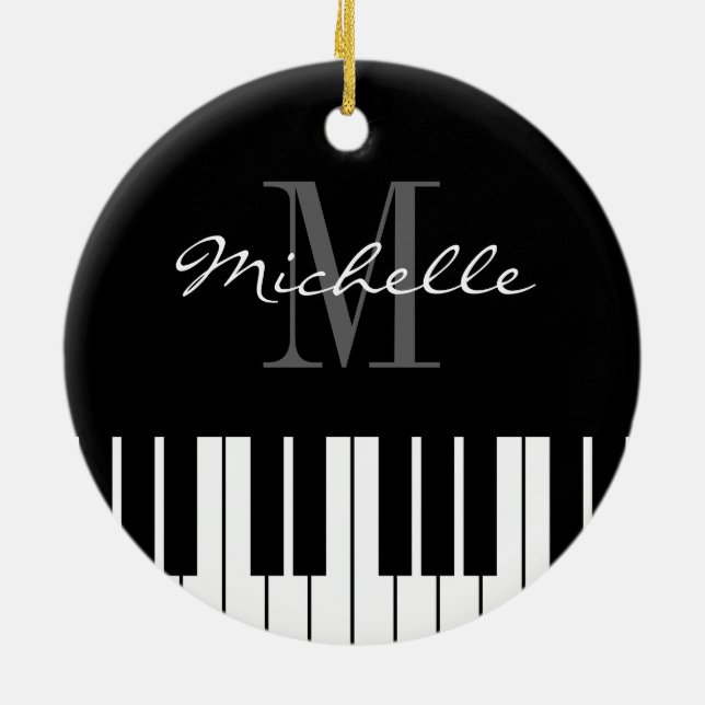 Piano keys Christmas tree ornament for pianist (Back)