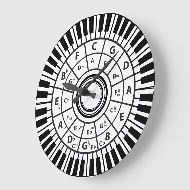 Piano Keys Circle of Fifths Large Clock (Angle)