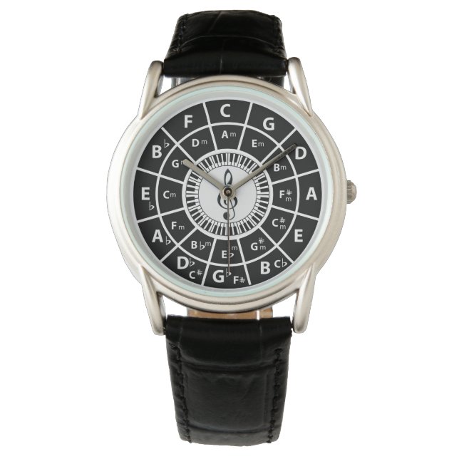 Piano Keys Circle of Fifths Trebele clef Watch (Front)