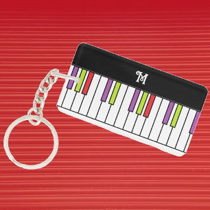 Piano Keys Colourful Music Bright Custom Monogram Key Ring