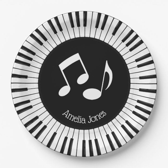 Piano Keys Design Paper Plate (Front)