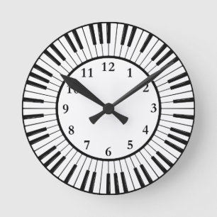 Piano Keys Design Round Clock