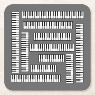 Piano Keys EV Square Paper Coaster