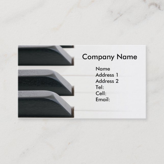 Piano keys fading to bright white business card (Front)