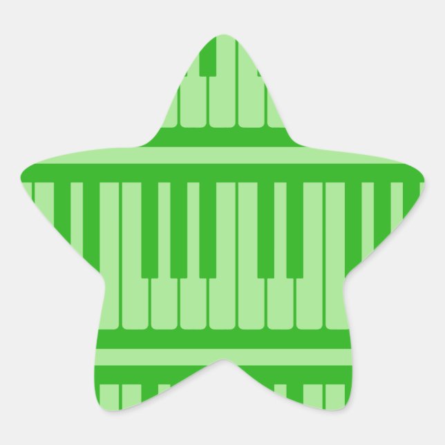 Piano Keys Green Pattern Star Sticker (Front)