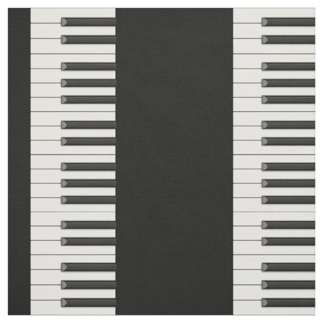 Piano Keys in Small Scale on Black Fabric (Swatch)