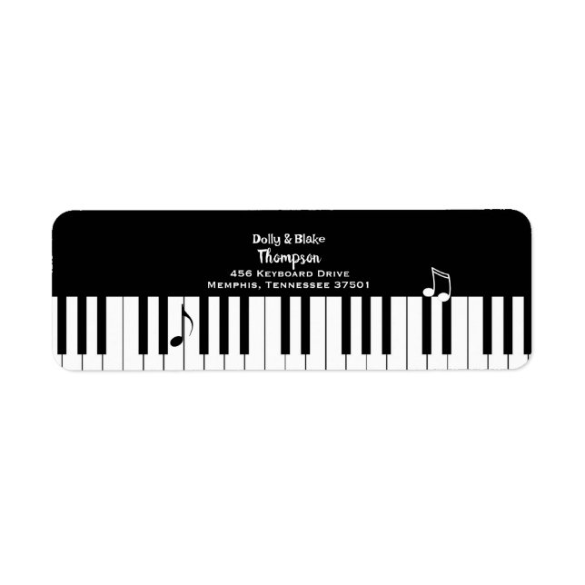 Piano Keys Keyboard Return Address Label (Front)