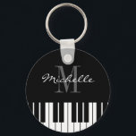 Piano keys keychain for kids, pianist or teacher<br><div class="desc">Grand piano keys keychain for kids, pianist or teacher. Cute round key chain with elegant name monogram. Monogrammed accessory for men women and kids. Classical instrument keyboard design for piano instructor, music lessons etc. Fun black and white monogrammed party favour.</div>