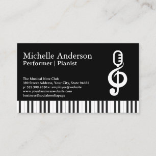Piano Keys   Microphone Musical Note Business Card