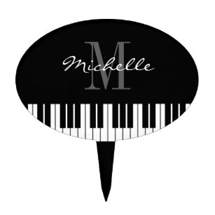 Piano keys monogram cake topper for pianist