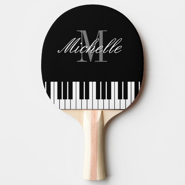 Piano keys monogram table tennis ping pong paddle (Front)