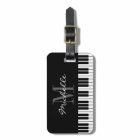 Piano keys monogram travel luggage tag for pianist
