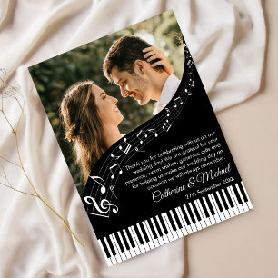 Piano Keys Music Black & White Photo Wedding Thank You Card