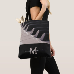 Piano Keys Music Lover Teacher Student Monogram Tote Bag