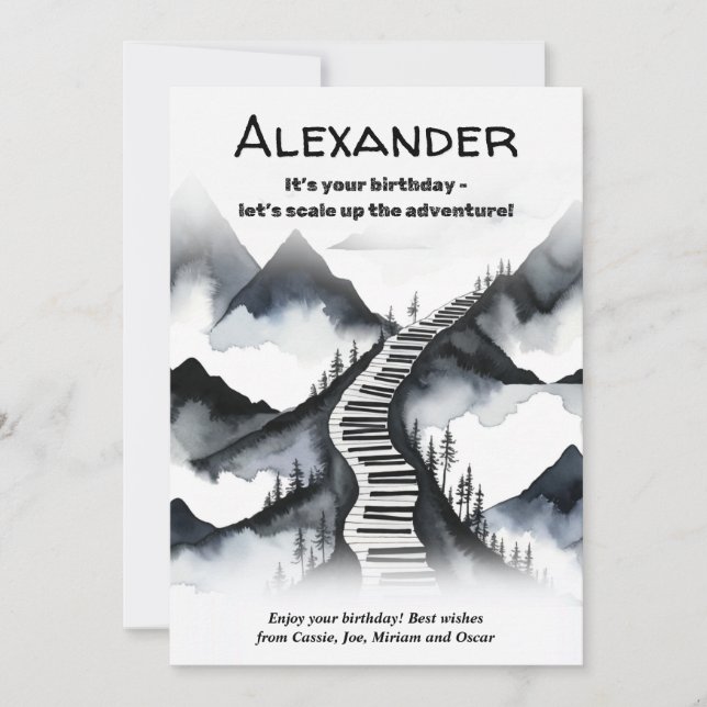 Piano Keys Music Mountains Keyboard Climb Birthday Card (Front)