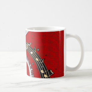Piano Keys Music Notes Grunge Floral Swirls Coffee Mug