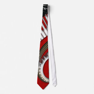 Piano Keys Music Notes Grunge Floral Swirls Tie