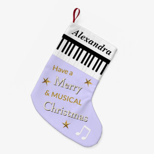 Piano Keys Music Themed Pretty Lilac Personalised Small Christmas Stocking