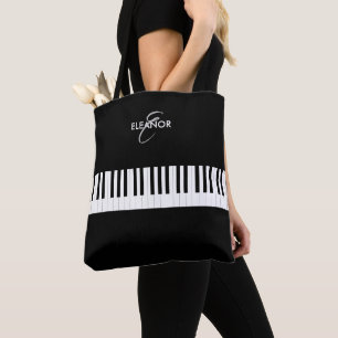 Piano Keys Musical Instrument Monogrammed  Tote Bag