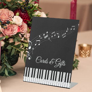 Piano Keys Musical Notes Black & White Wedding Pedestal Sign