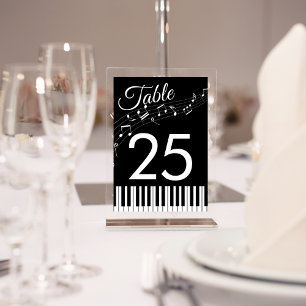 Piano Keys Musical Notes Black & White Wedding Table Number