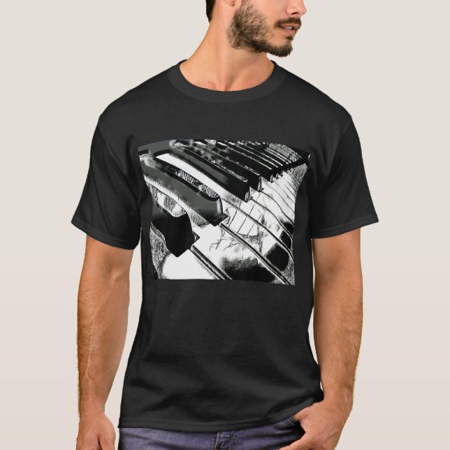 Piano Keys Musican Player Music Gift Black And T-Shirt (Front)
