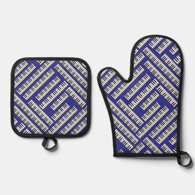 Piano Keys  Oven Mitt & Pot Holder Set (Front)