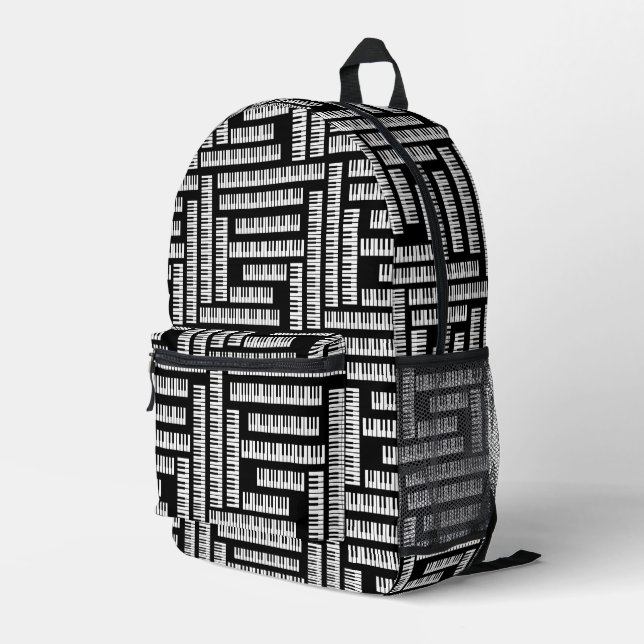 Piano Keys Pattern Printed Backpack (Back Corner Right)