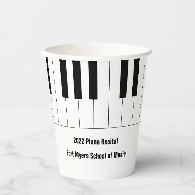 Piano Keys Piano Recital Reception Paper Cups (Front)