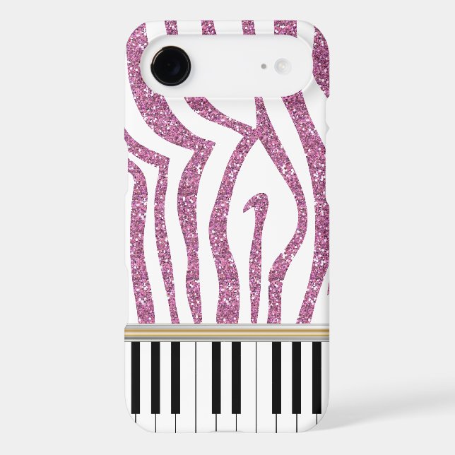 Piano Keys Pink Glitter Zebra Print Case-Mate iPhone Case (Back)