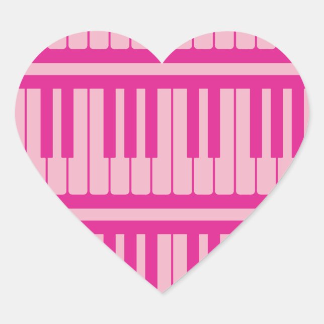 Piano Keys Pink Magenta Pattern Heart Sticker (Front)