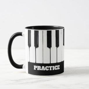 Piano Keys "Practice" Customisable Text Mug