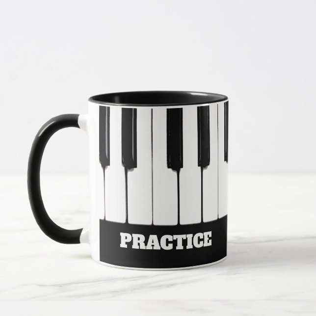 Piano Keys "Practice" Customisable Text Mug (Left)