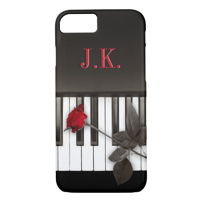 Piano Keys Red Rose Music Monogram iPhone 7 case (Back)
