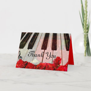 Piano Keys,Roses & Music Notes_ Thank You Card