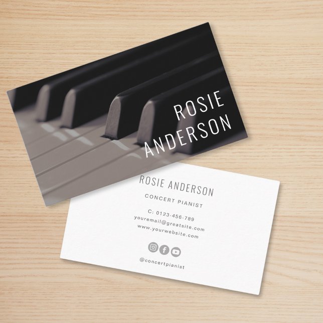 Piano Keys Simple Minimalist Professional Business Card (Creator Uploaded)