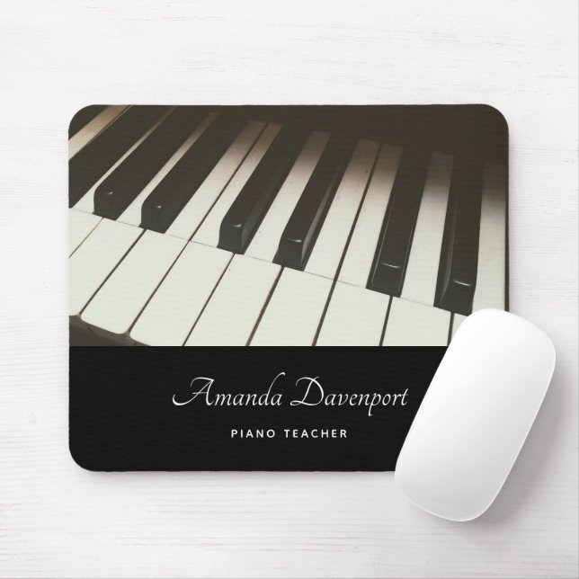 Piano Keys - Stylish Black & White Photograph Mouse Pad (With Mouse)