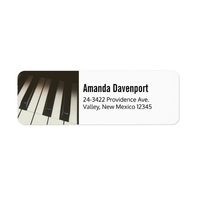 Piano Keys - Stylish Black & White Photograph Return Address Label (Front)