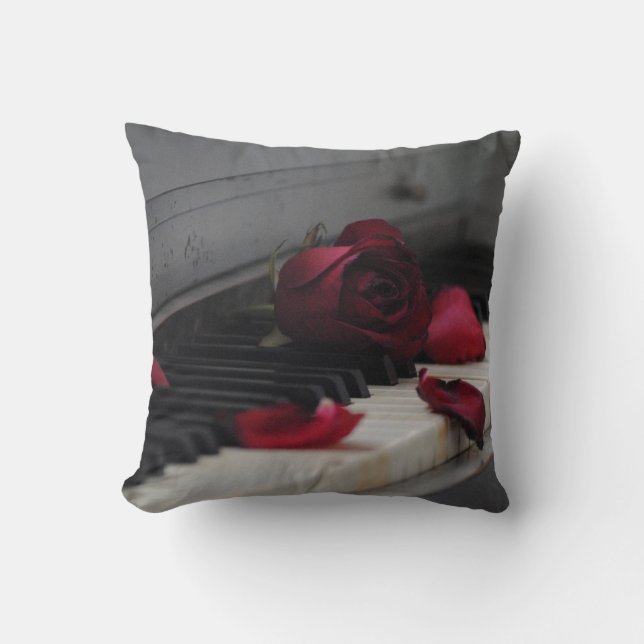 Piano Keys with a Red Rose Cushion (Front)