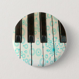 Piano Keys with Aqua Circles 6 Cm Round Badge