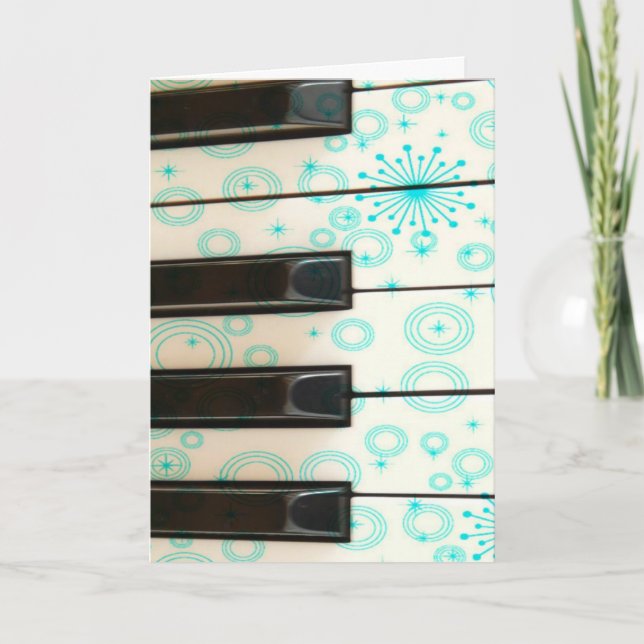 Piano Keys with Aqua Circles Card (Front)
