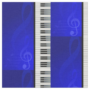 Piano Keys with Blue effect musical notes Fabric